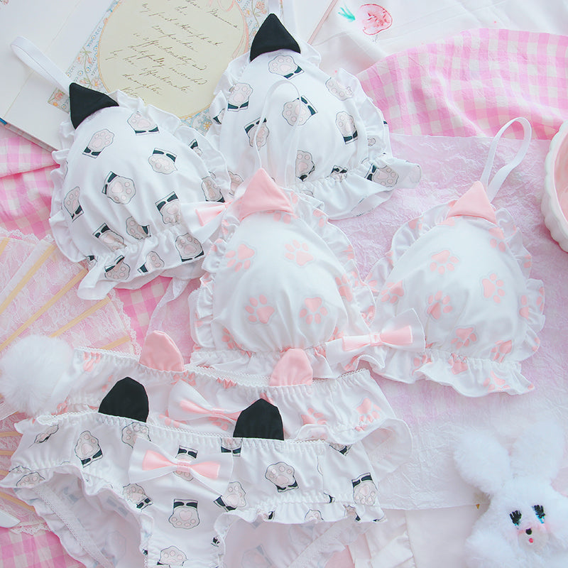 Nibimi kawaii cat ear bow bra set NM3084