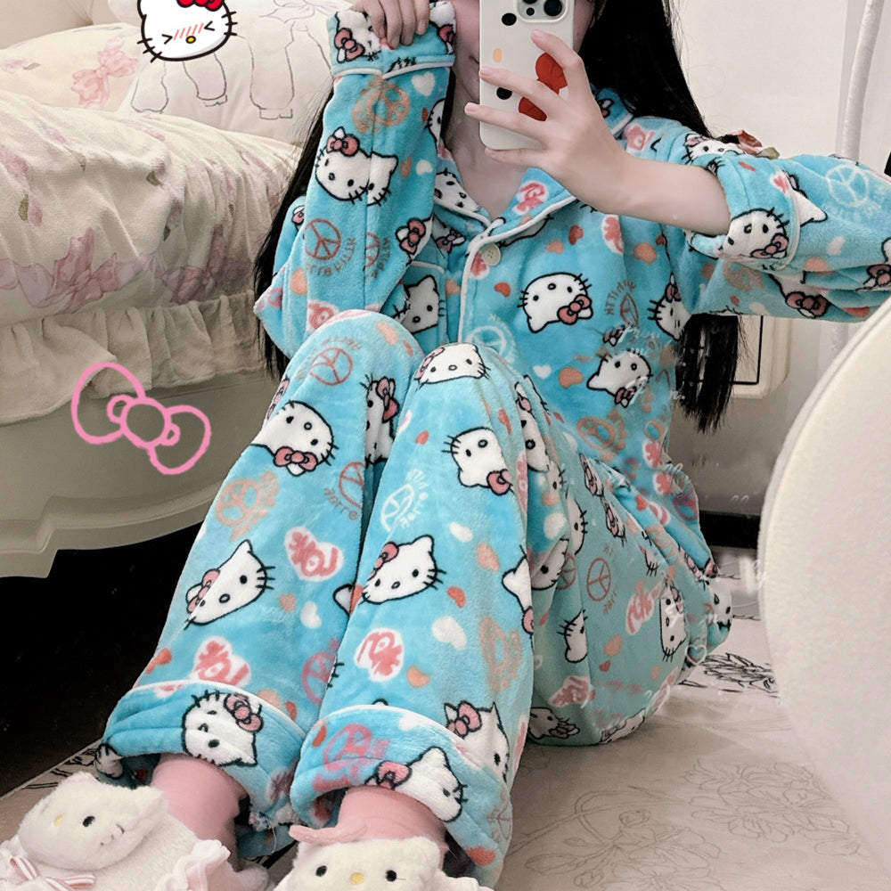 Nibimi Kawaii Hello Kitty flannel pajamas NM3152
