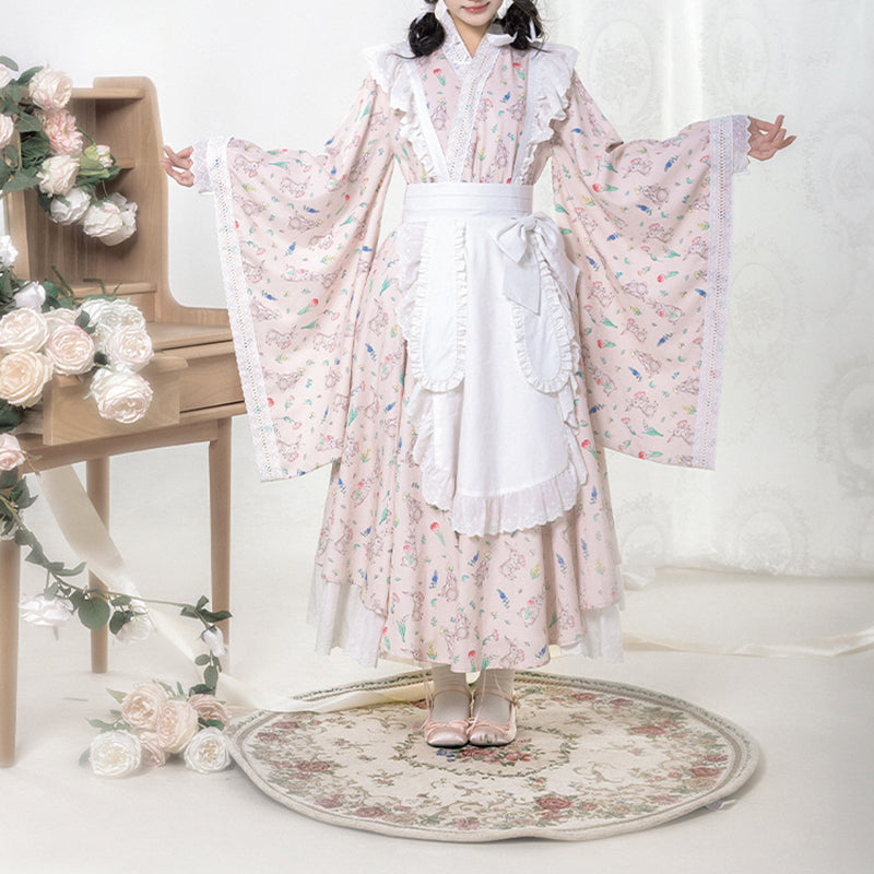 Nibimi Lolita Maid Floral OP Dress NM3252