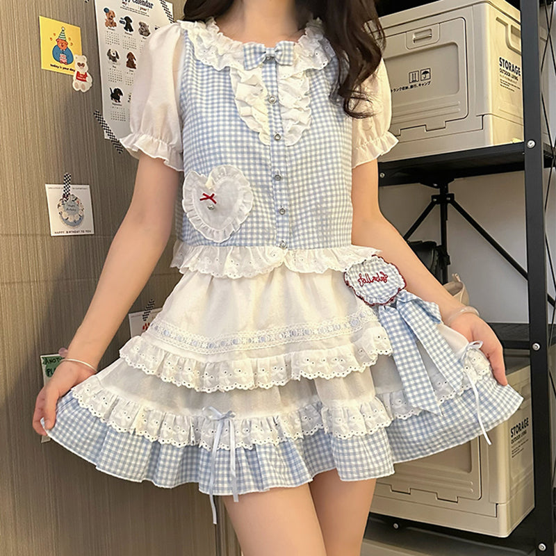 Nibimi kawaii heart lace skirt suit NM3303