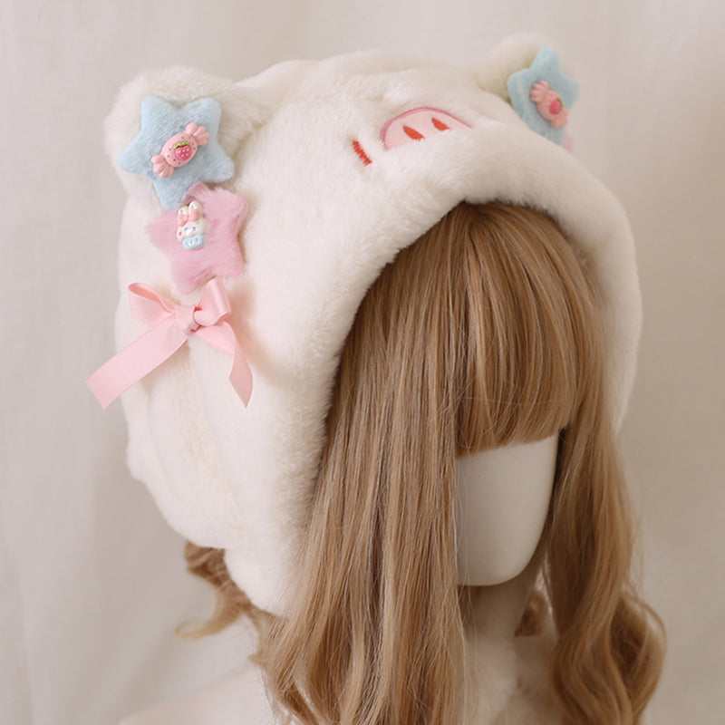 Nibimi kawaii pig plush hat NM3331