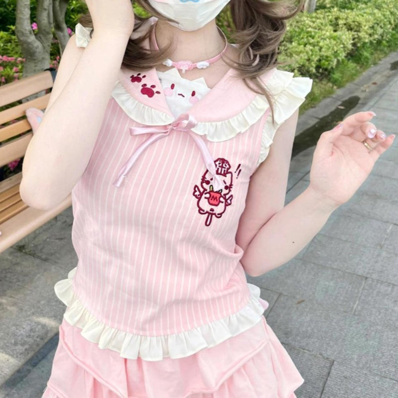 Nibimi kawaii cat bow skirt suit NM3388