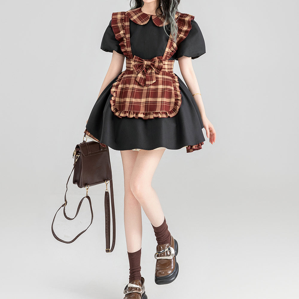 Nibimi Lolita Plaid Maid OP Dress NM3393