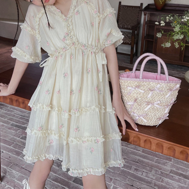 Nibimi Lolita Floral Lace Dress NM3405