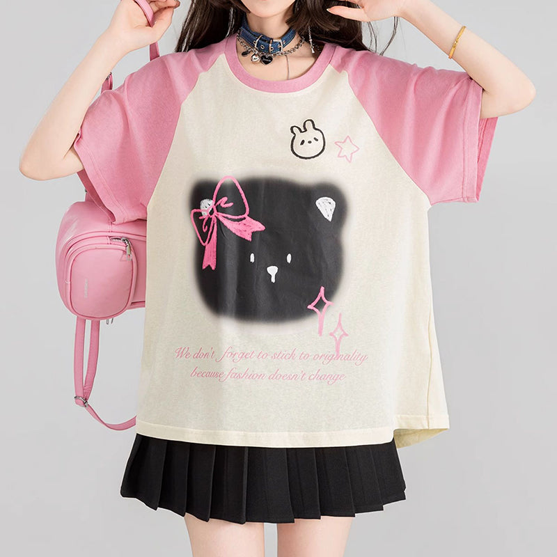 Nibimi kawaii cartoon rabbit cat T-shirt NM3406