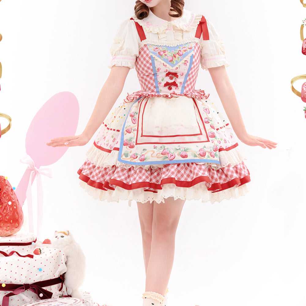 Nibimi Lolita kawaii strawberry bow dress NM3463