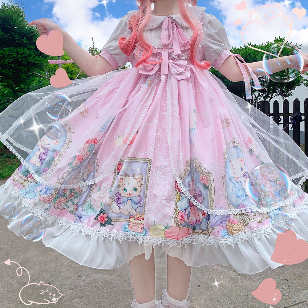 Nibimi Lolita Cat Bow OP Dress NM3465