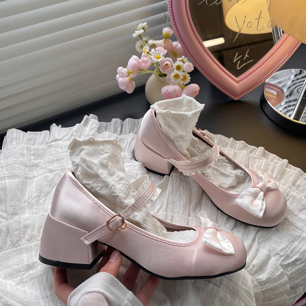 Nibimi Lolita Bow Ballet Mary Jane Shoes NM3479