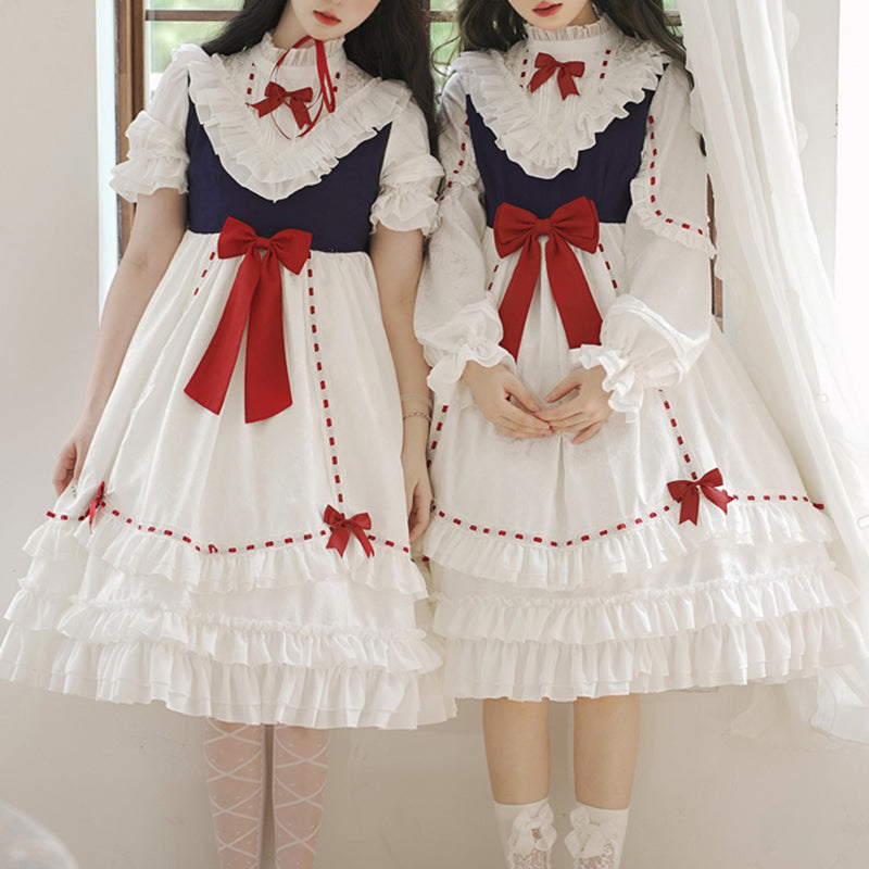 Nibimi Lolita Snow White Bow OP Dress NM3508