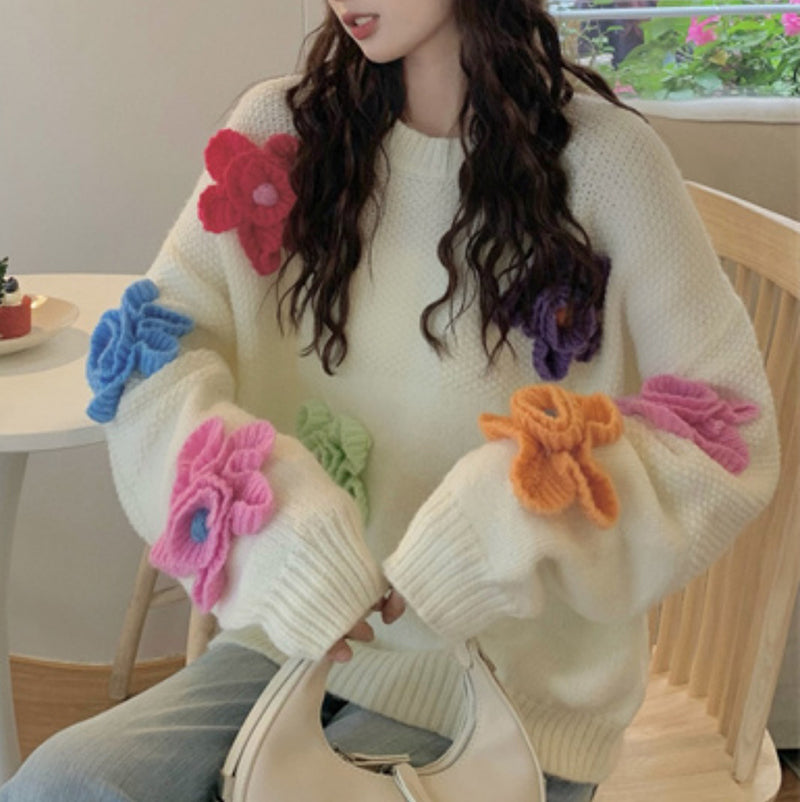 Nibimi cute flower knitted sweater NM3519