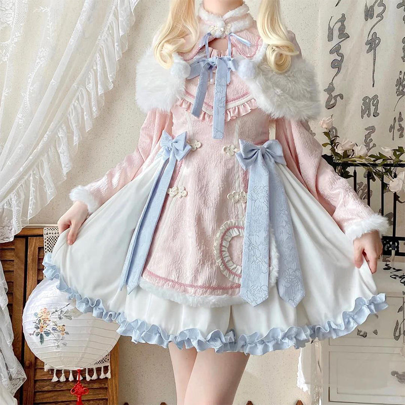 Nibimi Lolita Bow Lace OP Dress NM3550