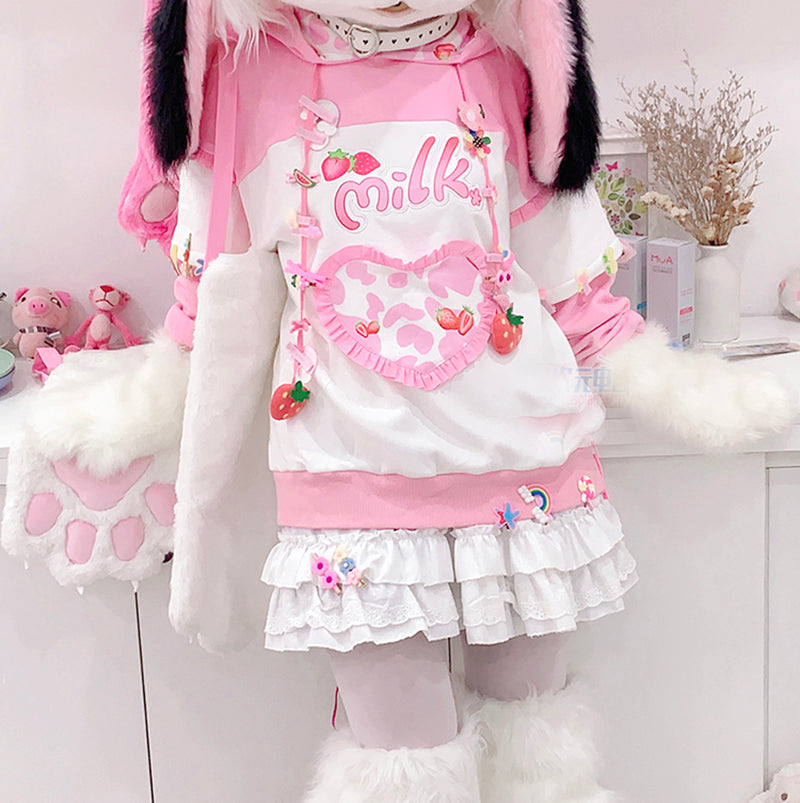 Nibimi Lolita Strawberry Heart Sweatshirt NM3560