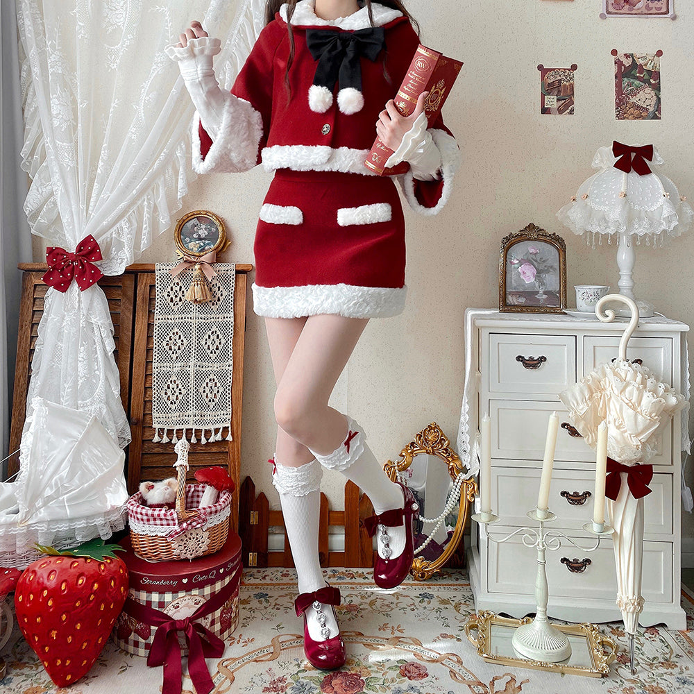 Nibimi Lolita Christmas bow skirt suit NM3577