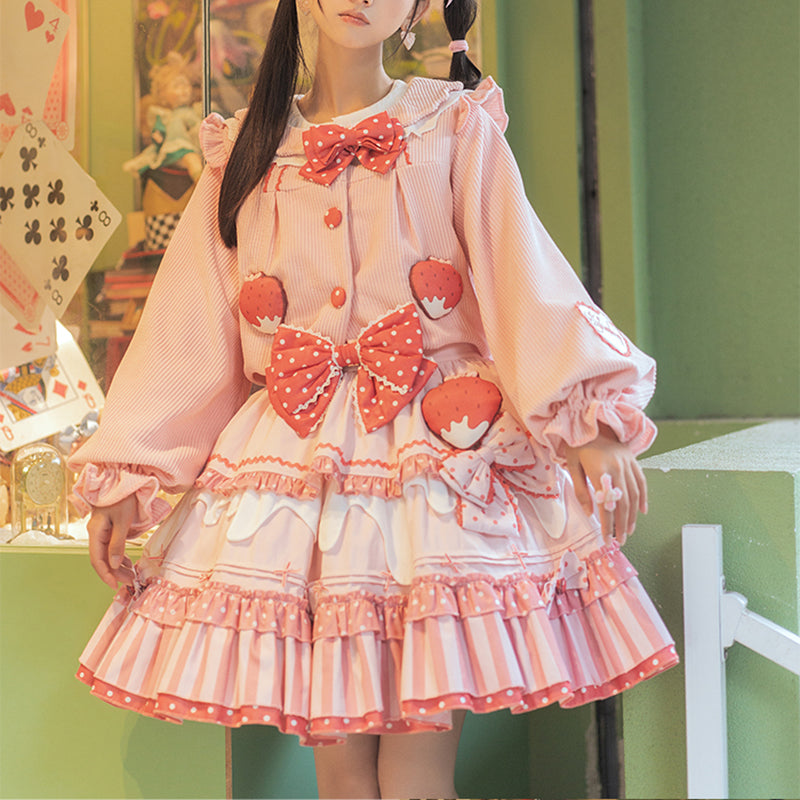 Nibimi Lolita Bow Love Strawberry JSK Dress NM3609