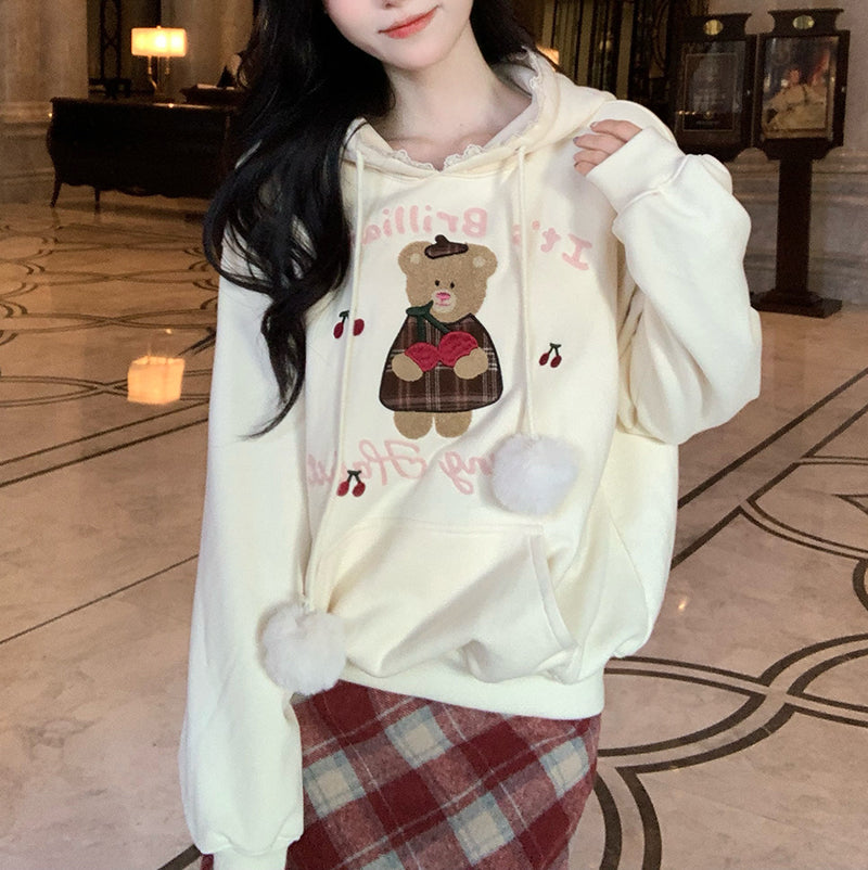 Nibimi kawaii bear cherry sweatshirt NM3613