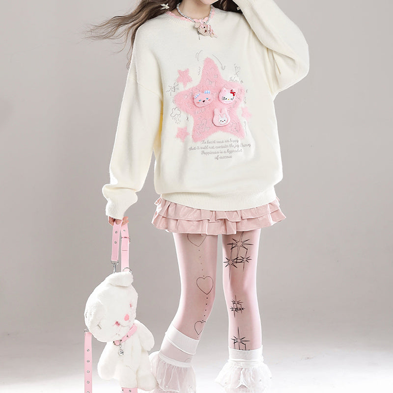 Nibimi kawaii Hello Kitty star knitted sweater NM3626