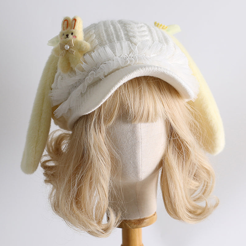 Nibimi kawaii rabbit bow knitted hat NM3668