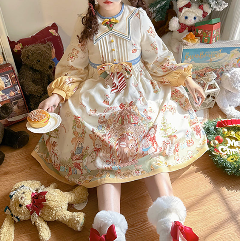 Nibimi Lolita Bow Bear OP Dress NM3681