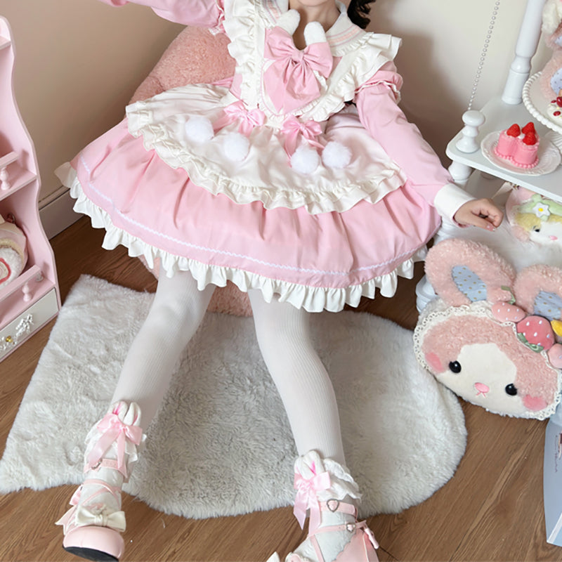 Nibimi Lolita Bow Lace OP Dress NM3688