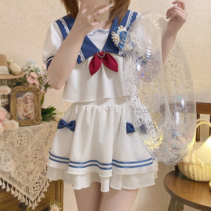 Nibimi Lolita Bow Sailor Swimsuit NM2601