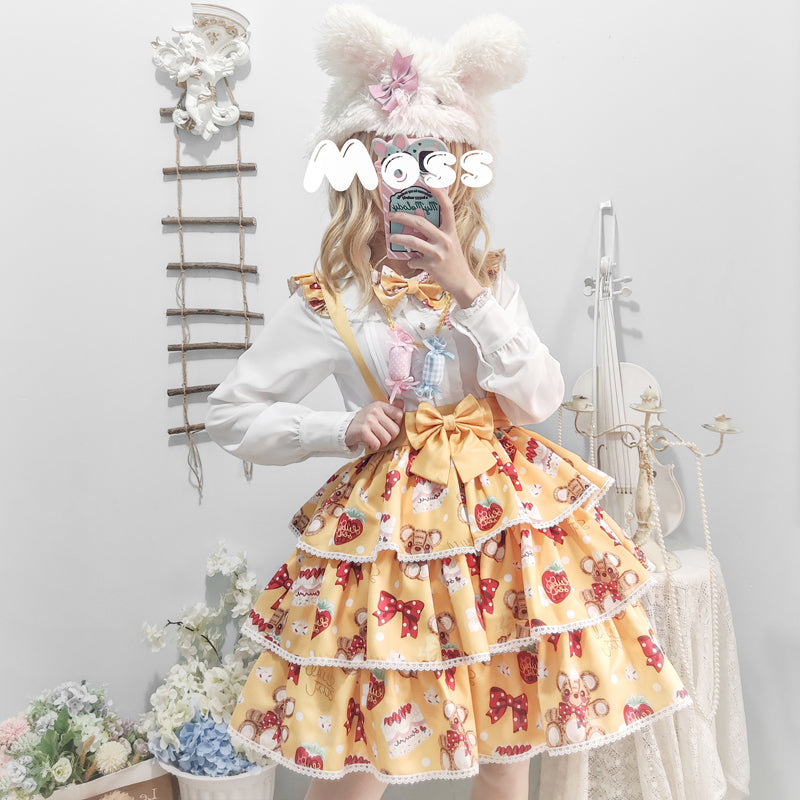 Nibimi Lolita Cute Strawberry Cake Bear Dress NM2375