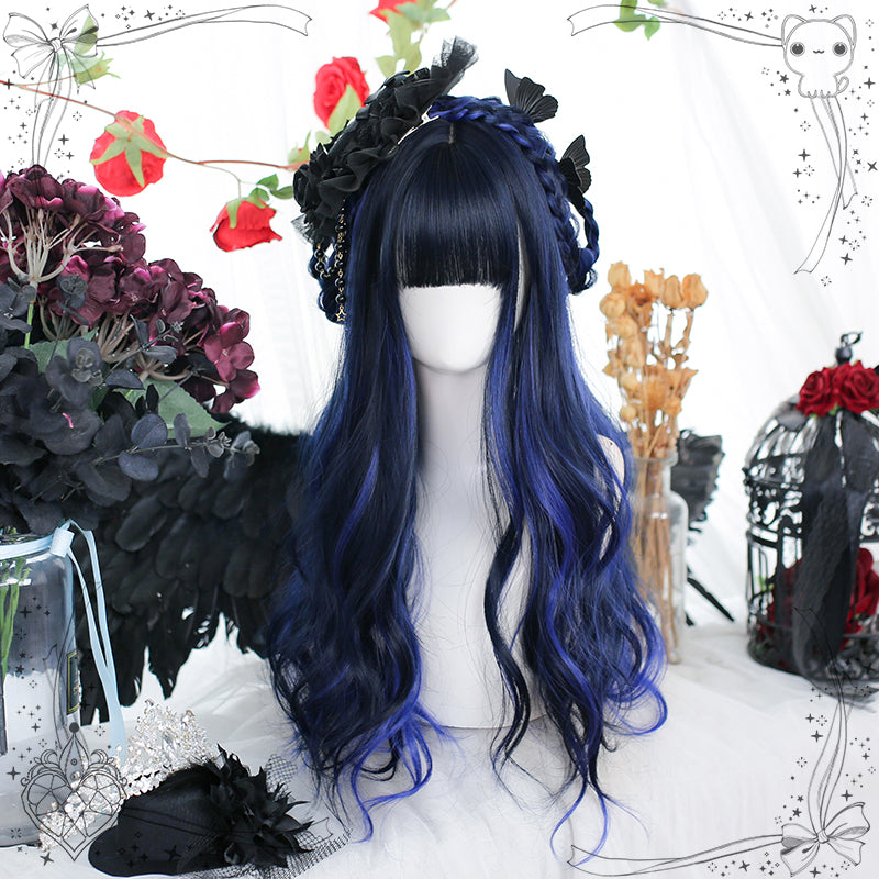 Nibimi Lolita blue and black long curly hair NM2844