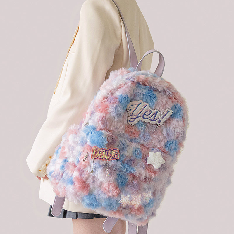 Nibimi college style blue and pink backpack NM2910