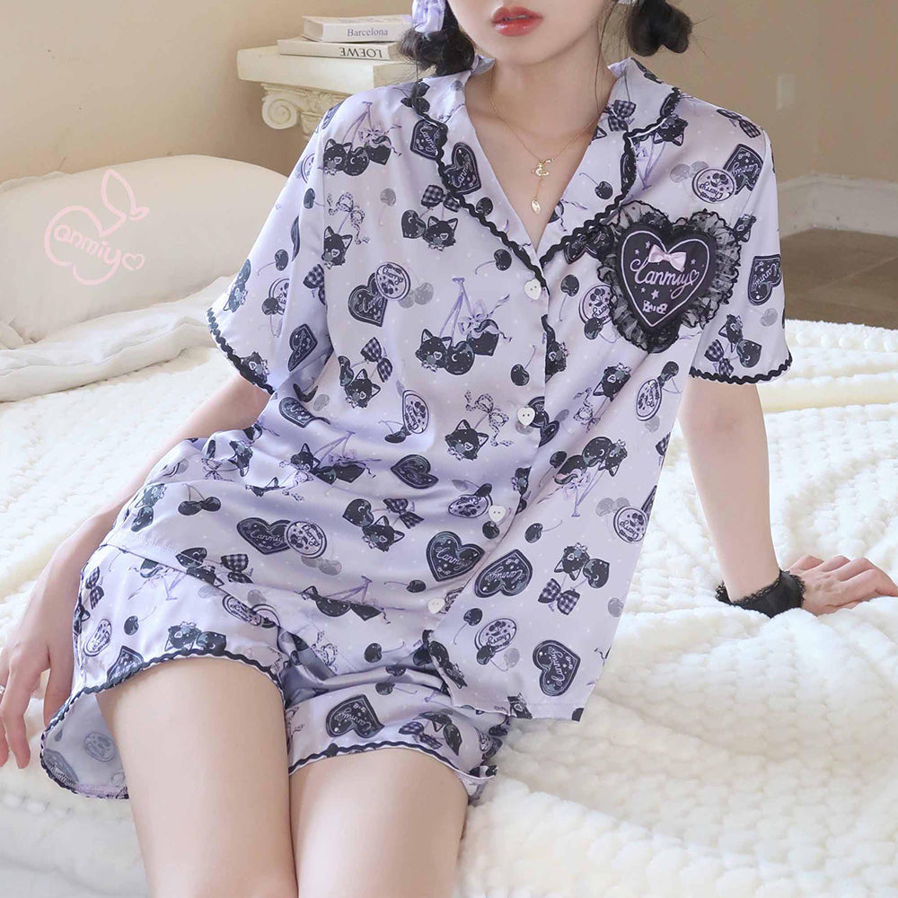 Nibimi cute lace love pajamas set NM2841