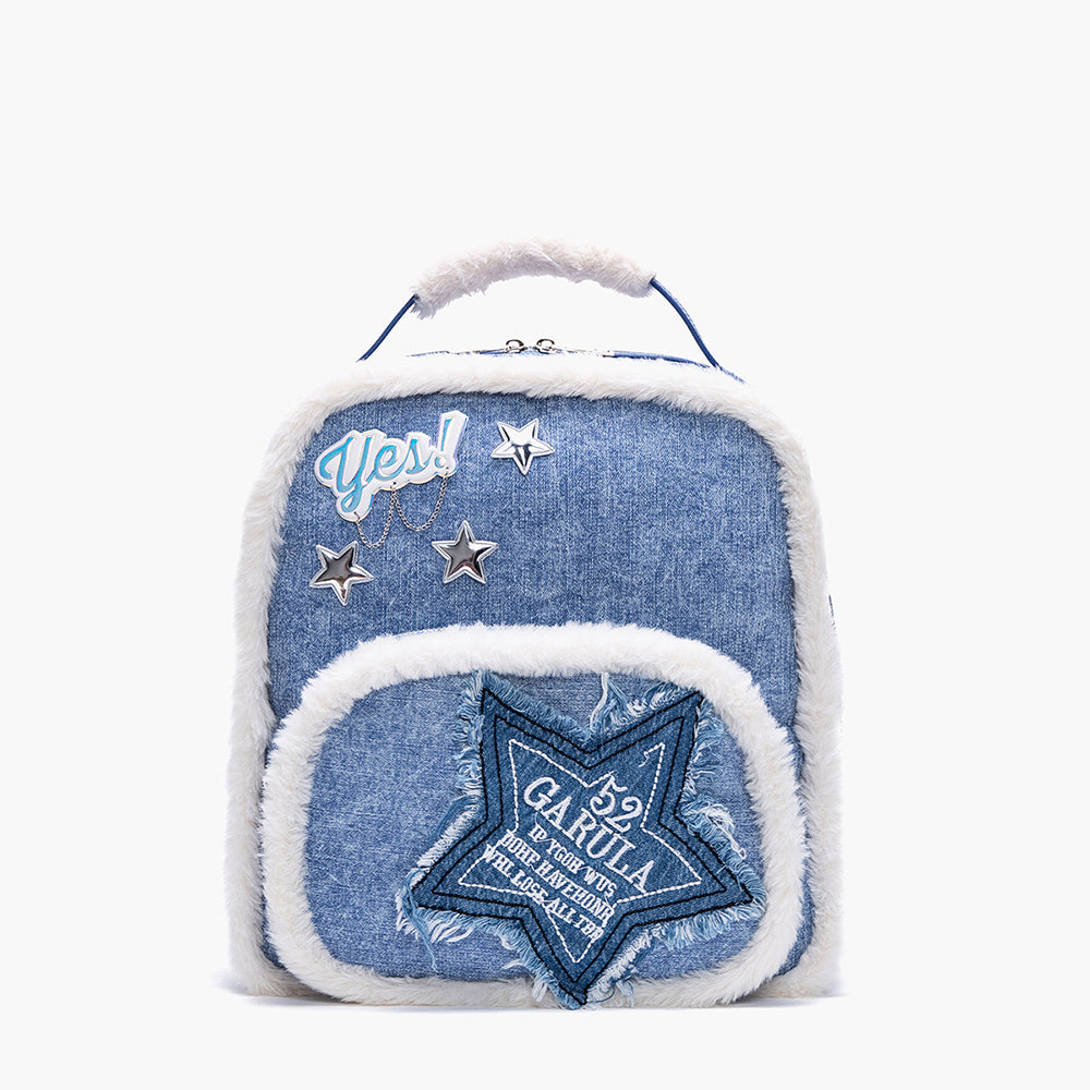 Nibimi denim five-pointed star backpack NM2908