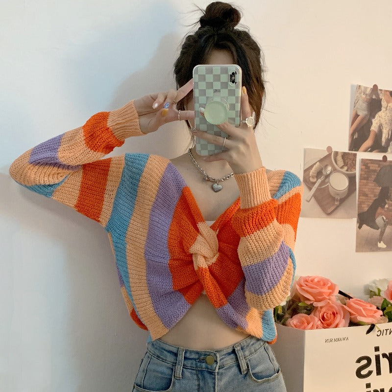 Nibimi Cute rainbow knitted sweater NM1677