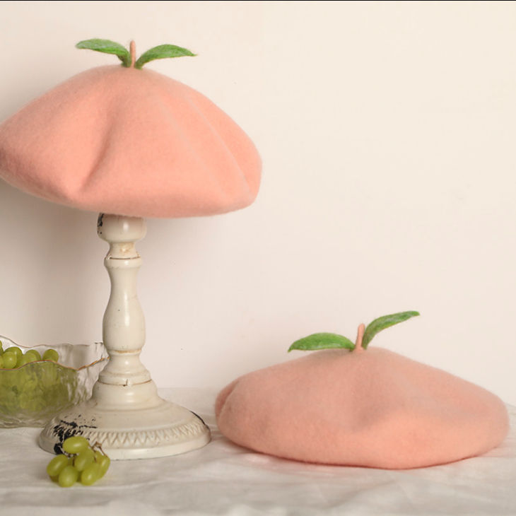 Nibimi Creativity Peach leaf Wool Beret Hats NM284