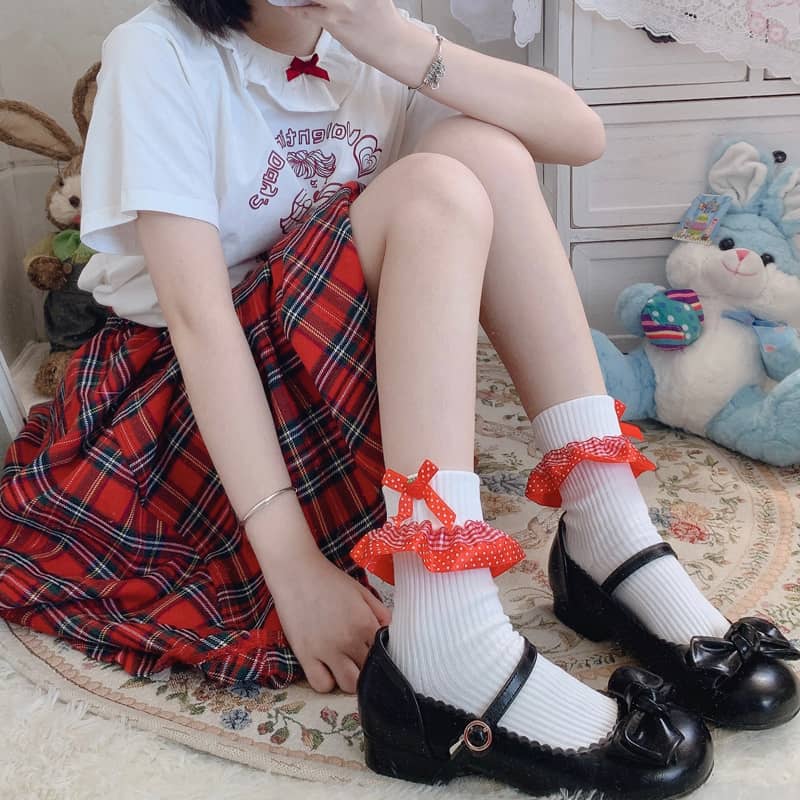 Nibimi Lolita Cute Lace Bear Socks NM2030