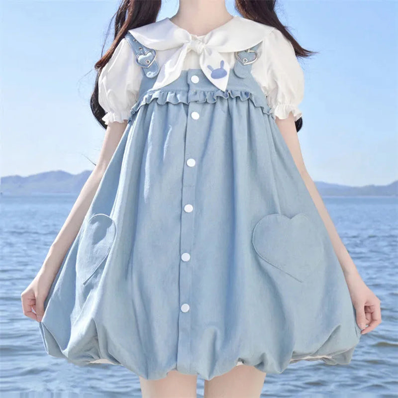 Nibimi Lolita Cute Rabbit Ears Shirt Dress NM2229