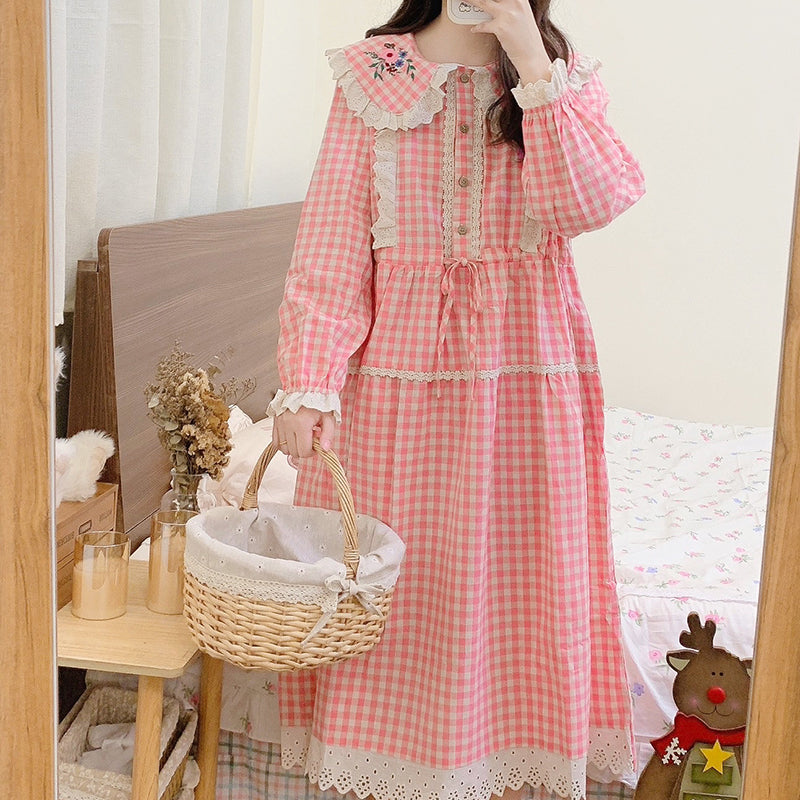 Nibimi Lolita Plaid Lace Dress NM2241