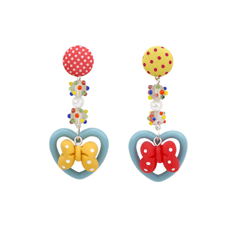 Nibimi Kawaii Colorful Bow Heart Earrings NM2247