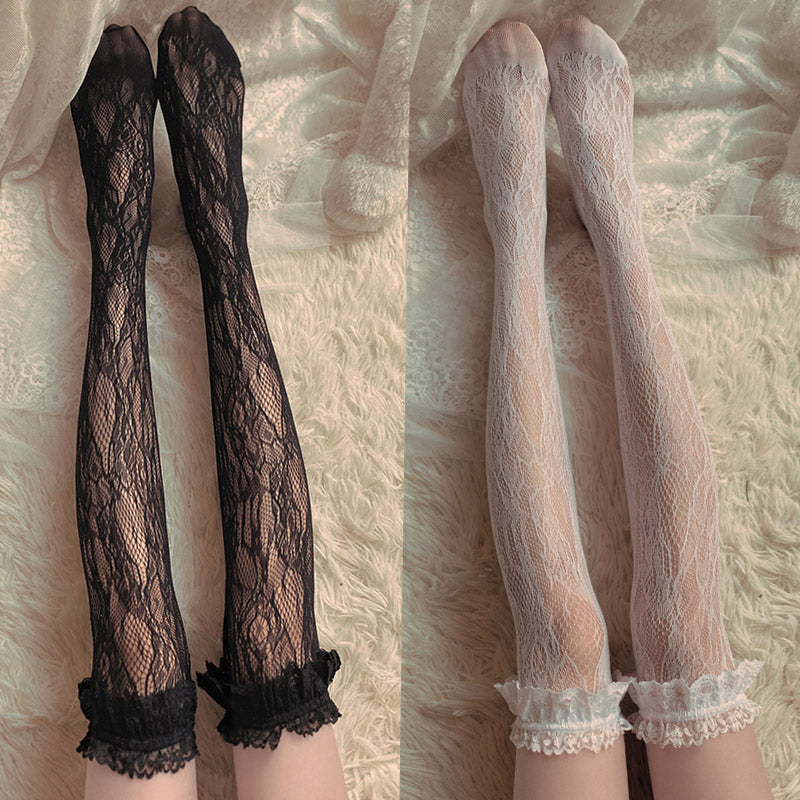 Nibimi 2 pairs Lolita lace over-knee socks NM1260