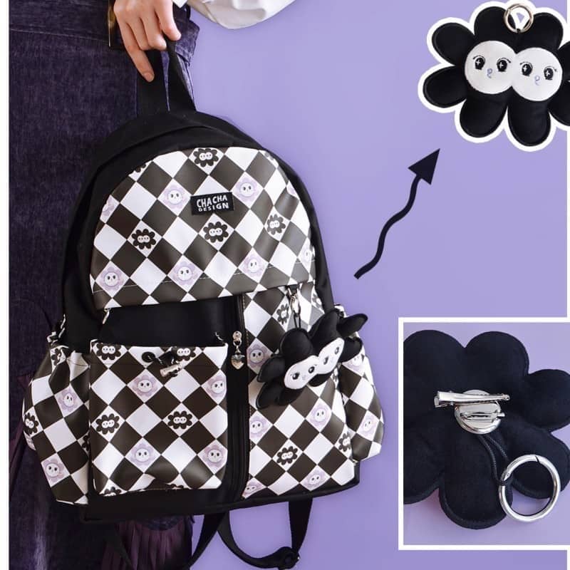 Nibimi Checkerboard Flower Backpack NM2146 – nibimi