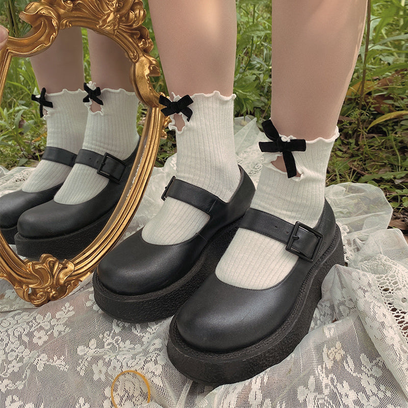 Nibimi Lolita Hollow Bow Socks NM1253