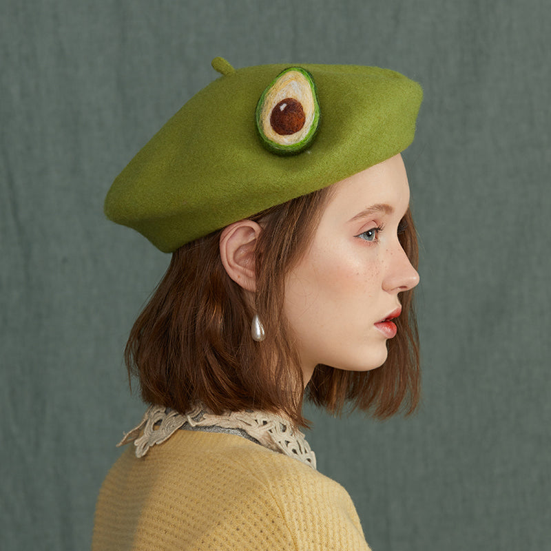 Nibimi Creativity Avocado Wool Beret Hats NM285